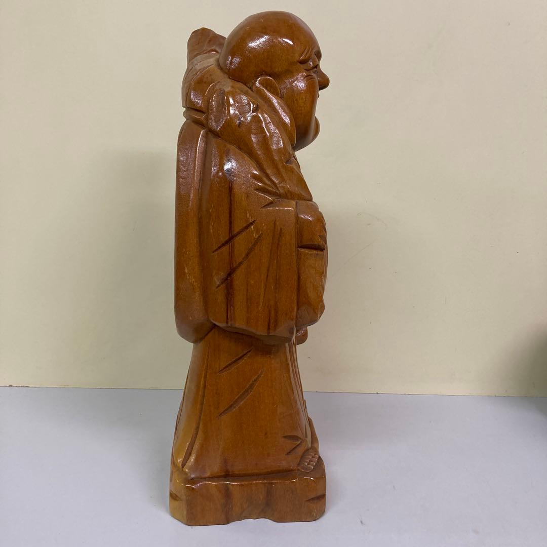 E-4 布袋様 七福神 仏像 木彫り 木製 置物 縁起物 #開運 金運 招福