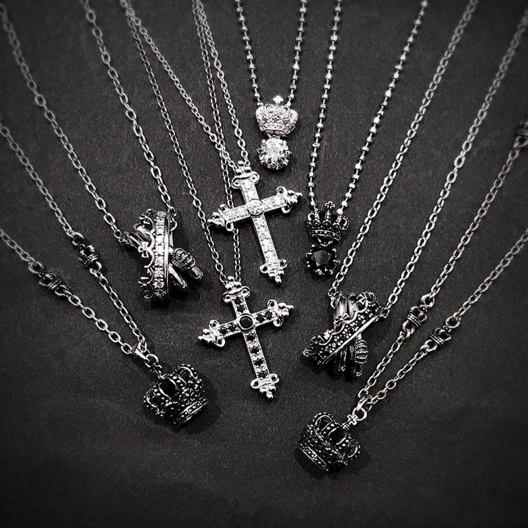 Justin Davis クラウンネックレス（クリア・いぶし・45cm）