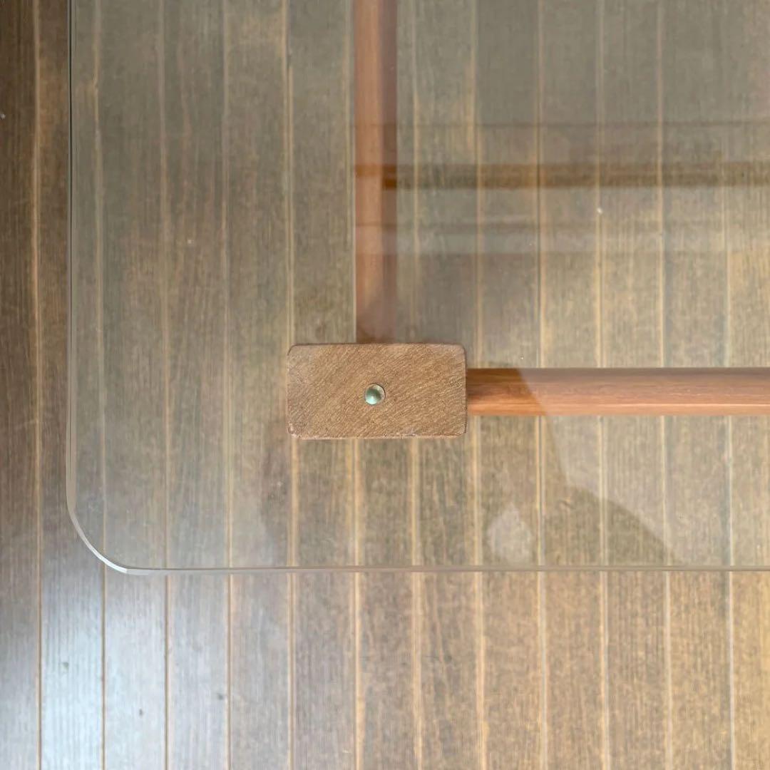 チーク材×ガラス センターテーブル ローテーブル 北欧 Vintage