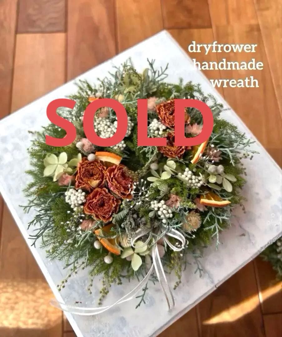 ナチュラル　ドライフラワー　リース　スプレーバラ　約20cm